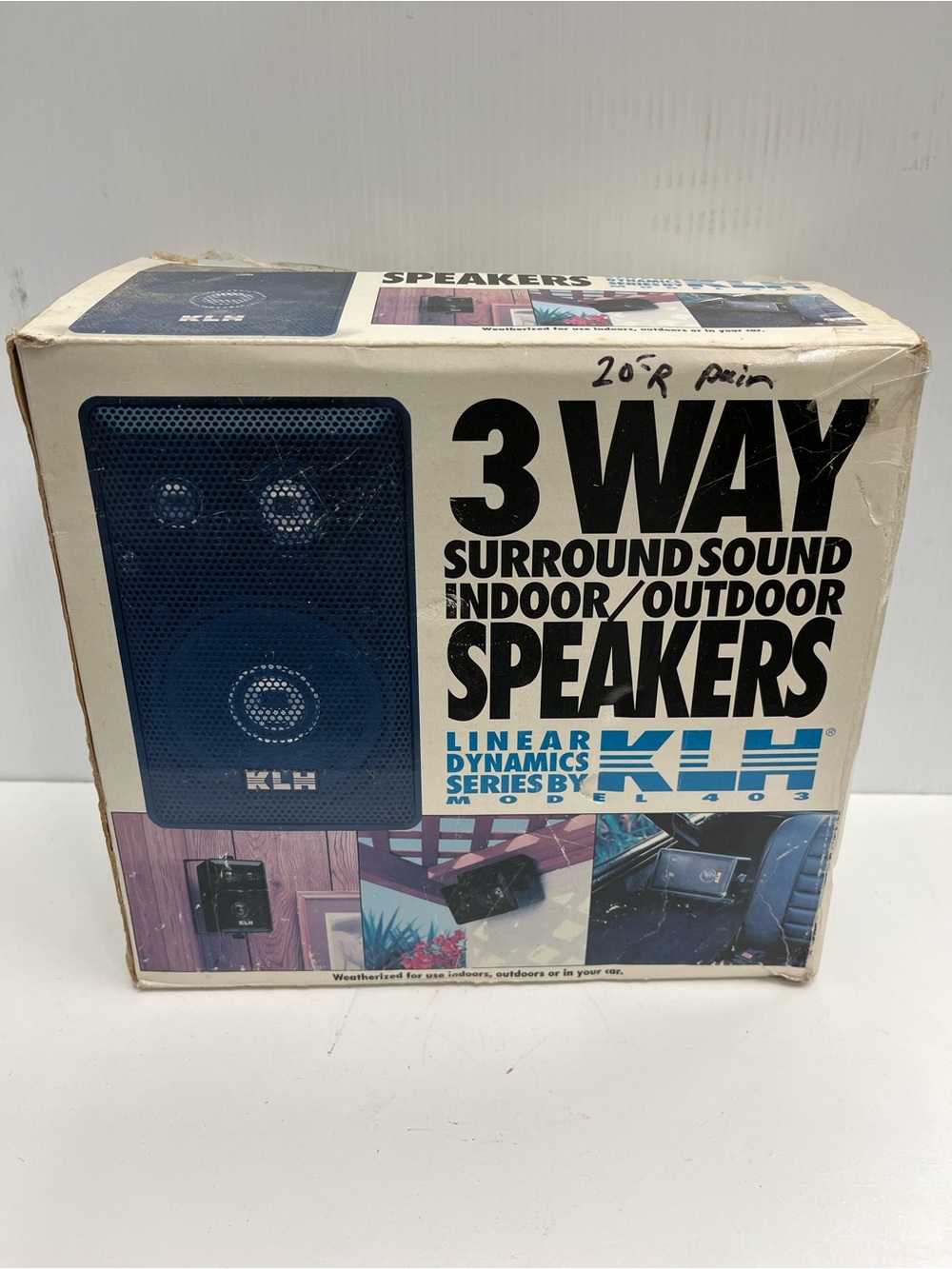 90s KLH Model 403a 3 Way Surround Sound Indoor/Outdoor Speakers 4" 40w